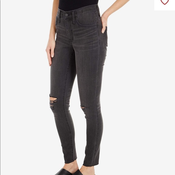 Madewell 9 inch high rise knee cut cropped grey denim women size 26 ๐๐ฏ - Picture 6 of 16